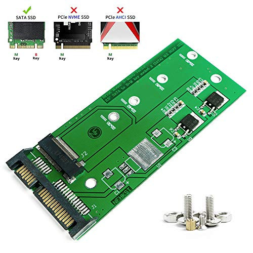 QNINE M.2 to SATA Adapter Card, NGFF SSD Converter to 2.5 or 3.5 Inch SATA3.0 for Laptop or Desktop, Support B & M Key SATA Based Solid State Hard Drive Model 2230 2242 2260 2280