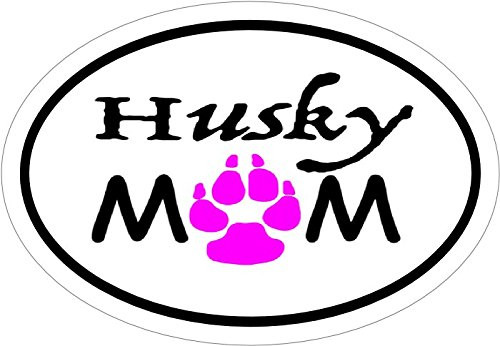 WickedGoodz Black Oval Husky Mom Vinyl Decal - Siberian Husky Bumper Sticker - Perfect Dog Owner Gift