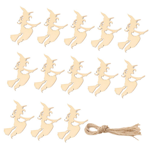 OATIPHO 30pcs Witch Wood Chips Wooden Crafts Wooden Tags Wood Tags Graffiti chip Pendant Halloween Wood Cutouts Halloween Wooden Cutouts DIY Graffiti Wooden Chips Pendant Wood Slices Plant