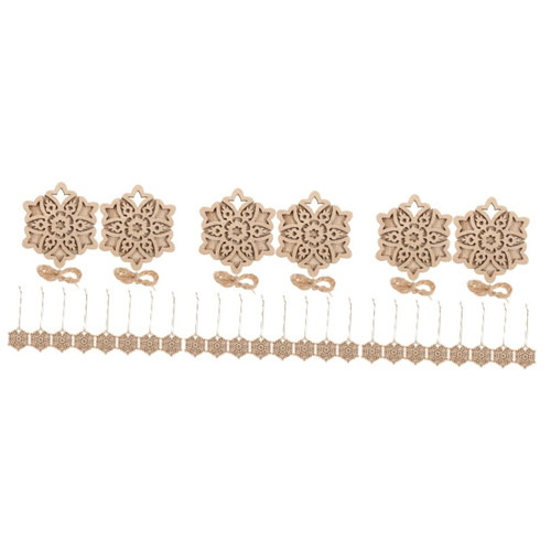 BESTOYARD 30 pcs Double Decorative Wood Chips Wooden Christmas Ornaments for Crafts Wooden Shapes for Crafts Wooden Ornaments Christmas Decor Xmas Blanks Billet Rope Double Layer 7c