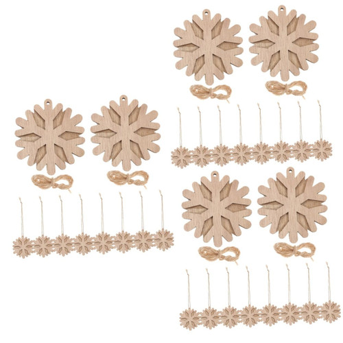 BESTOYARD 30 pcs Double Decorative Wood Chips Wooden Christmas Tree Ornament Unfinished Wooden Embellishments Christmas Tree Hanging Ornament Christmas Gift Tags Painted 7c Blank Rope