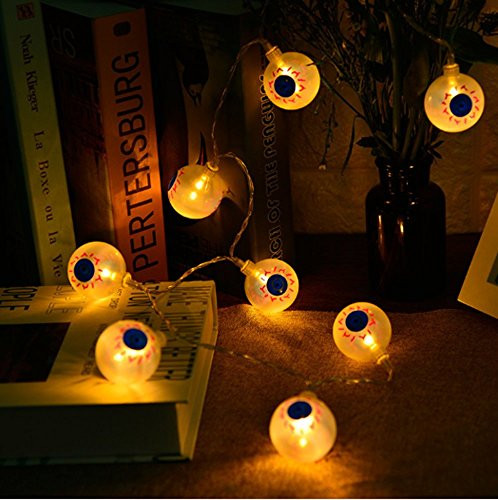 MeiLiMiYu Fairy String Lights 20 Led Battery Operated Halloween Christmas Decoration Lights for Indoor/Outdoor Halloween, Christmas, Holiday Party Decoration (Ghost Eye Light)