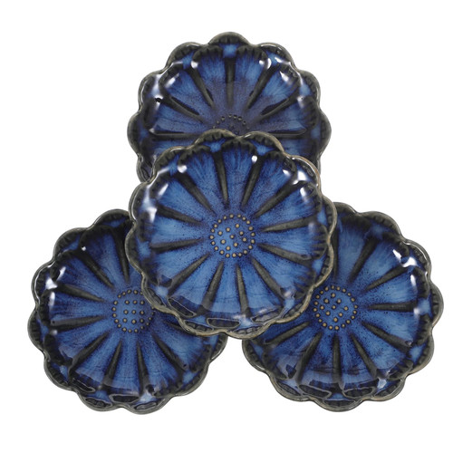 KJHBV 4pcs Sunflower Sauce Japanese Plates Mini Plates Vintage Plates Sauce Bowl Flower Shape Dipping Bowls Japanese Sauce Plate Ceramics Blue Ceramic Soy Sauce Dish Small Dipping Bowls