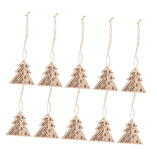 BESTOYARD 40 Pcs Double Decorative Wood Chips Unpainted Christmas Cutouts Christmas Tree Wood Slices Christmas Tree Ornament Wood Decor Arts and Crafts for Wood Crafts for 7c Blank