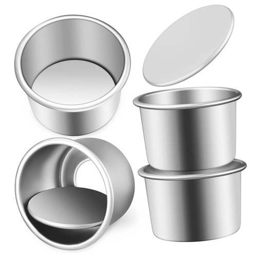SHOWERORO 4 Pcs Cake Mold Bakeware with Removable Bottom Small Cake Tins Aluminum Baking Pan Stainless Steel Set Round Baking Pan Mini Cake Pan Small Cake Tins for Baking Cake Pan for Baking