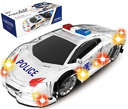 Haktoys ATS [Upgraded] Battery Operated Bump & Go Action 8 Police Car Justice Enforcement Team | Changes Direction On Contact | Flashing LED Lights & Siren Sounds | Toy for Toddlers & Kids