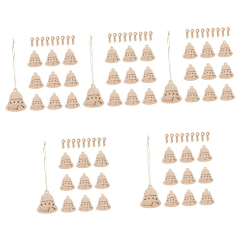 EXCEART 50 Pcs Double Decorative Wood Chips Home Decoration Wood Crafts Crafts Christmas Wood Ornaments Christmas Tree Hanging Decor Wood Shape Cutouts Wood, Rope DIY Wood Chips