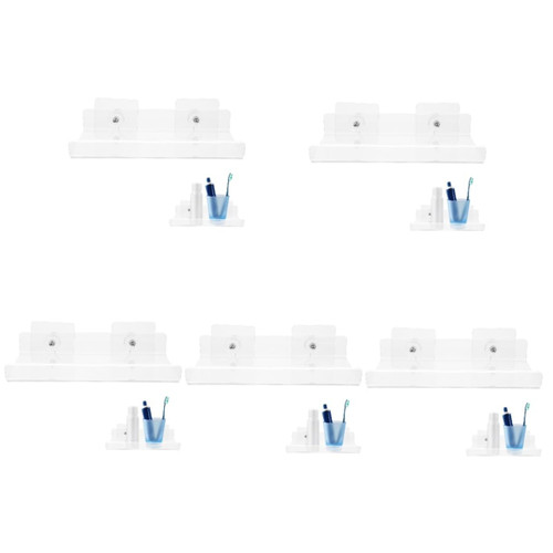 VOSAREA 5pcs Display Rack Small Display Stand Wall Storage Shelf Wall Mounted Shelves for Storage Clear Acrylic Storage Shelves Floating Shelves Bathroom Acrylic Bathroom Floating Rack