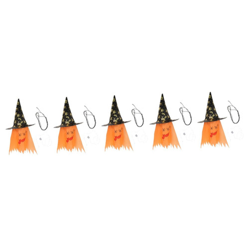 BESTOYARD 5pcs Wizard Hat Glowing Hanging White Decor Ghost Decor Halloween Ornaments Halloween Outdoor Decor Ornaments for Tree Collapsible Hanging Ghost Light Witch Hats LED Light Shine