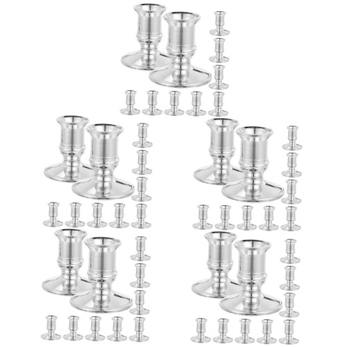 Garneck 50 pcs Electronic Candle Base Taper Candlestick Holders Decorative Candle Stand Small Candle Holder Dining Room Table Decor Candle Holders for candlesticks Plastic Wedding Pillar