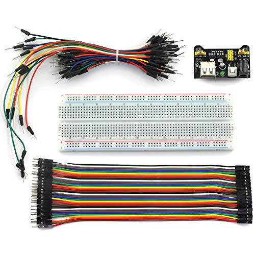 DZS Elec Breadboard Starter Learning Kit DIY Electronic Components 830 Tie-Point Breadboard, Power Module, Jumper Wire, Male to Female Dupont Line for Arduino, Raspberry Pi etc. Project (107pcs)