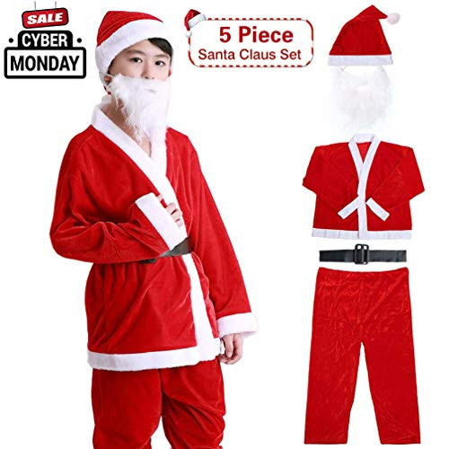 Santa Suit For Men Christmas Costumes Kids Santa Clause Plush Boy's Flannel Crawl Xmas Suit