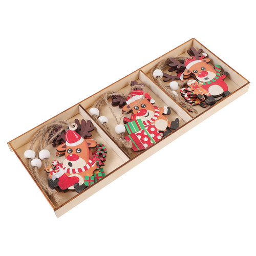 BESTOYARD 9pcs Decor Christmas Ornaments Xmas Party Ornament Christmas Tree Hanging Ornament Xmas Party Favor Xmas Hanging Props Xmas Pendant Christmas Pendants Accessories Cartoon Wood