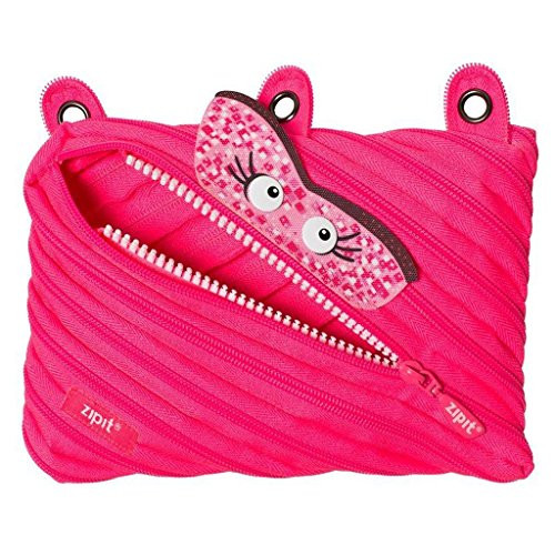 ZIPIT Talking Monstar 3-Ring Pencil Case, Pink