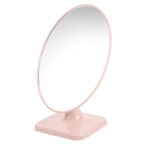 FRCOLOR Makeup Mirror Simple Desktop Single-Sided Mirror Oval Desktop Vanity Mirror (Pink Makeup Mirror for Desk Handheld Mirror Portable Mirror Aesthetic Desk Decor Table Vanity Mirror