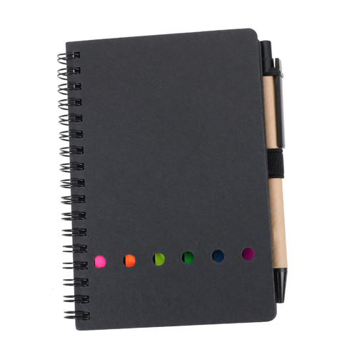 Ciieeo 1 Set Coil Notebook Colorful Notebook Spiral Notebook Hardcover Notebook for Note Taking Notebook with Adhesive Notes Sticky Spiral Journal Self- Adhesive Notebook The Pet Black Pu