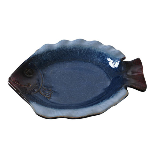Fish Plate Ceramic Fish Steamer Ceramics Ceramic Dinner Plate Food Steamed Tray Shaped Steamer Tray Food Storage Plate Decorative Salad Holder Appetizer Ceramic Bowl