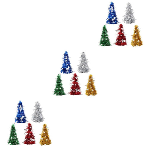 BESTOYARD 15 Pcs Mini Christmas Tree Mini Xmas Tree Table Sisal Trees Tabletop Christmas Tree Christmas Tree Ornaments Shinny Metalic Christmas Tree Christmas Tree Model Desk Artificial