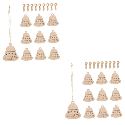 BESTOYARD 20 pcs Double Decorative Wood Chips Blank Wood Chips Xmas Tree Hanging tag Christmas Wood Slices Arts and Crafts for Kids Decorative Xmas Ornament 7c Sawdust Rope Manual