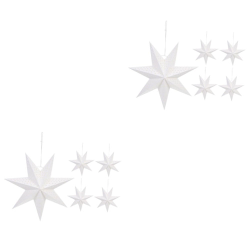 BESTOYARD 10 pcs paper lampshade star pendant light collapsible lantern christmas decorations star Ceiling Lampshade starry night lamp shade hanging lamp shade paper white Paper Lamp Shade