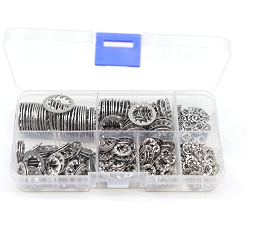 cSeao 320pcs Internal Tooth Lock Washers Assortment Kit, 304 Stainless Steel, M3/M4/M5/M6/M8/M10/M12