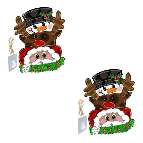 BESTOYARD 2 Sets Christmas wall wooden sign santa claus wall sign new year welcome wood plaques christmas santa welcome sign wood trim wood signs Xmas front door decor outdoor Ornament