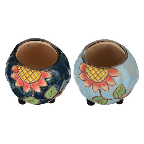 NOLITOY 2pcs Flowerpot Modern Plant pots Indoor Clay Pot Flower Pot Hand Painted Flower Pot Ceramic Planter Ceramic Plant Pot Small Succulent Container Bonsai Pot Ceramics Desktop