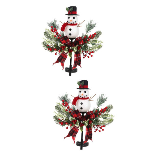 Yardwe 2pcs Snowman Ground Plug Outdoor Solar Lamps Christmas Decor Outdoor Decoration Solar Light Outdoor Snowman Night Christmas Garden Stakes LED Landscape Light Solar Floor Light Lawn