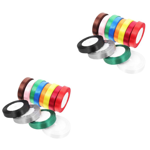 EXCEART 24 Pcs Ribbon Chiffon Ribbon Scrapbook Embellishments Gift Ribbon Wedding Gift Ribbon Hair Ribbon Gift Wrapping Ribbon Decorative Ribbons Polyester DIY Ribbons Solid Color Ribbons