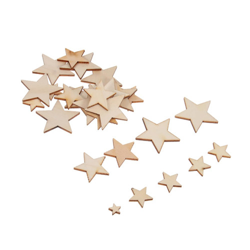 Blank Wood Slices 100pcs Star Wood Discs Log Slices Blank Wood Slices Wood Chips Decorate Patch CD Pentagram Wooden DIY Wood Slices Log Discs Star Wood Discs