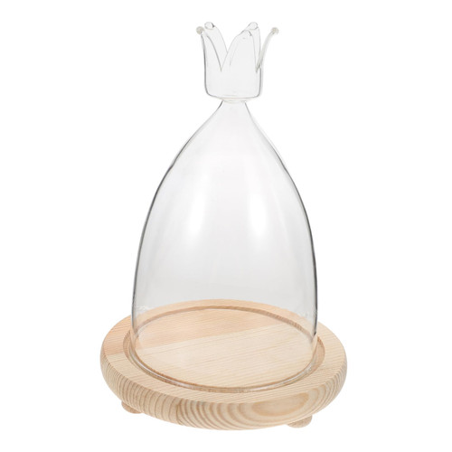 BESTOYARD 3pcs Preserved flower glass cover flower vase glass love candle desk topper cake dome cover air plants glass dome glass dome cloche Wood Glass Dome Adornment desktop display tank