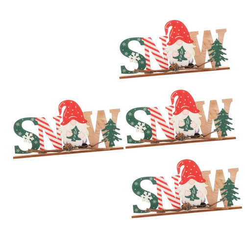 BESTOYARD 4pcs Christmas Alphabet Ornaments Christmas Tiered Tray Decor Tabletop Sign Christmas Table Signs Xmas Table Sign Wood Christmas Ornaments Wooden Dinner Party Merry Christmas