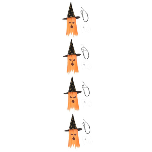 BESTOYARD 4pcs Wizard Hat Glowing Hanging Halloween Decorations Outdoor White Decorations Out Door Decor Ghost Light Decor Halloween Outdoor Decor Glowing Ghost Witch Hat Ornaments for Yard