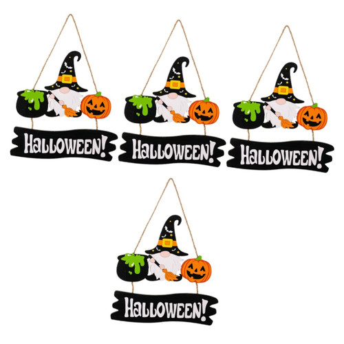 ERINGOGO 4pcs ghost decor wooden decor tray decorative halloween hanging ornament wood ghost halloween sign tiered tray sign Halloween Front Door Decor Wooden Front Door Sign Door Signs