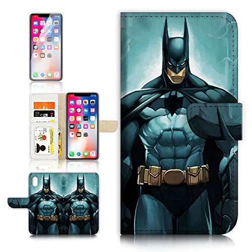 ( For iPhone X ) Flip Wallet Case Cover & Screen Protector Bundle - A21167 Batman