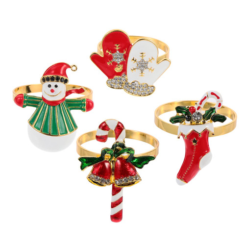 BESTOYARD 4pcs Christmas Napkin Buckle Gold Decorations Candy Rings Gold Dinner Napkins Christmas Napkin Decorations Xmas Napkin Ring Xmas Napkin Holder Zinc Alloy Table Napkin Buckle Elk
