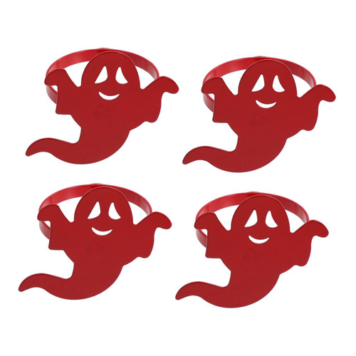 BESTOYARD 4pcs Ghost Napkin Rings Wedding Napkin Rings Black Beverage Napkins Spooky Napkin Retro Gifts Decor for Table Halloween Decor Spoof Napkin Ring Metal Napkin Circle Round Alloy Tie