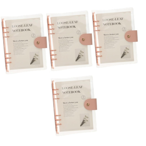 Ciieeo 4pcs Transparent Loose-leaf Book The Office Notebook A5 Notebooks Blank Notebooks A5 Binder Journal Loose-leaf Notepad Diary Notebook Household Planner Notepad Lovely Notebook Pink