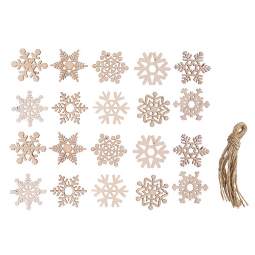 Garneck 1Set Wooden Snowflake Decoration Woodsy Decor Wood Decor Christmas Decor Unfinished Wood Christmas Wooden Slices Wood Snowflake Pendant DIY Painting Craft Snowflakes Pendant Crafts