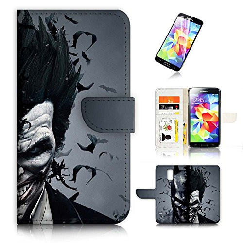 ( For Samsung Galaxy S5 ) Flip Wallet Case Cover & Screen Protector Bundle! A9502 Batman & Joker Super Hero