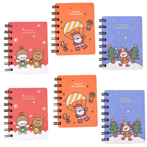 MAGICLULU 6 Pcs Christmas Coil Book pocket notebooks bulk journals office notebook Christmas Notebook Bulk christmas stocking stuffers xmas tear off notebook travel paper party supplies mini