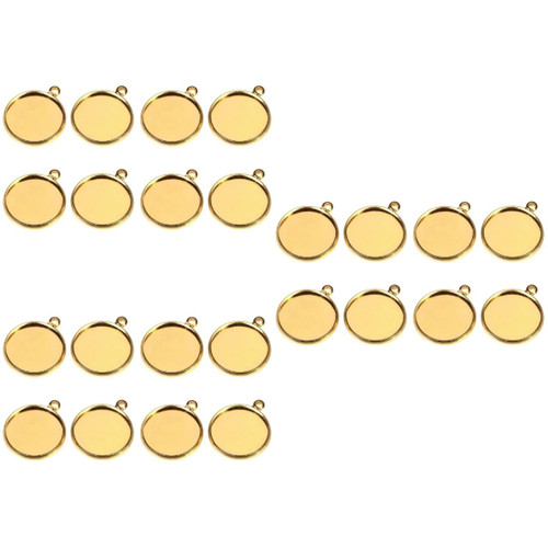 EXCEART 60 Pcs pendant base Pendant Trays flatback cabochons metal serving tray pendant jewelry accessories metal trays keychain accessories pendant frame trinket tray blank copper plating