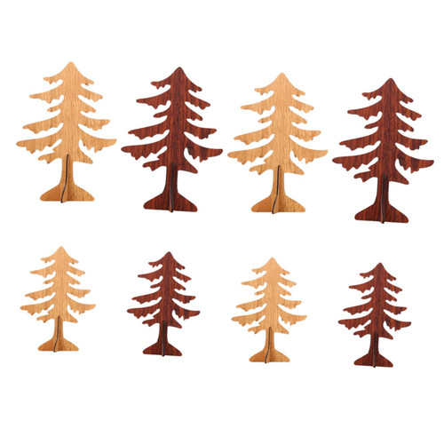 BESTOYARD 8 Pcs Christmas Decorations Desk Christmas Tree Xmas Tabletop Adornment Christmas Party Centerpiece Artificial Christmas Tree Mini Decor Christmas Tree Decoration 3D Wood Miniature