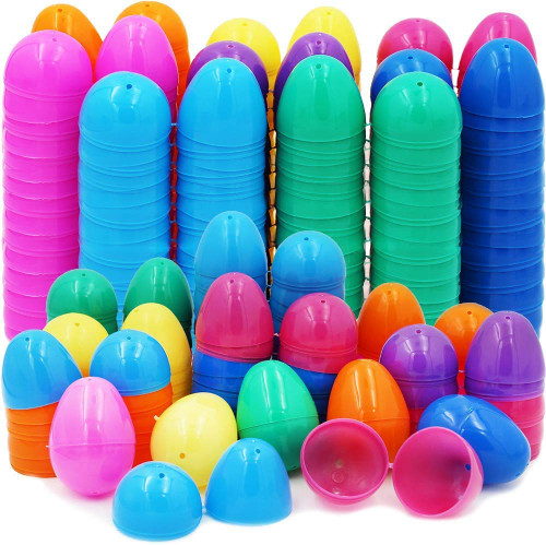 The Dreidel Company Fillable Easter Eggs Hinged Bulk Colorful Bright Plastic Easter Eggs, Perfect for Easter Egg Hunt, Suprise Egg, Easter Hunt, Assorted Colors (200-Pack)
