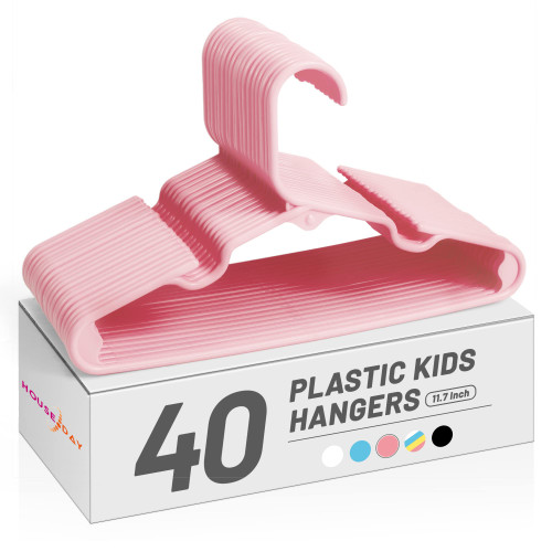 HOUSE DAY Kids Hangers 40 Pack, Premium Baby Hangers for Closet, Slim Plastic Hangers Cute Infant Hangers, Durable Kids Clothes Hanger Toddler Hangers, Childrens Hangers Baby Hangers for Nursery Pink HOUSE DAY Kids Hangers 40 Pack, Premium Baby Hangers for Closet, Slim Plastic Hangers Cute Infant Hangers, Durable Kids Clothes Hanger Toddler Hangers, Childrens Hangers Baby Hangers for Nursery Pink
