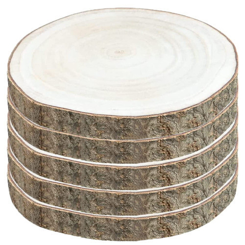 OBTANIM 5 Pcs Natural Wood Slices 8-9 Inch Large Unfinished Round Wooden Circles with Tree Bark for Table Centerpieces DIY Painting Crafts Wedding Christmas Ornaments