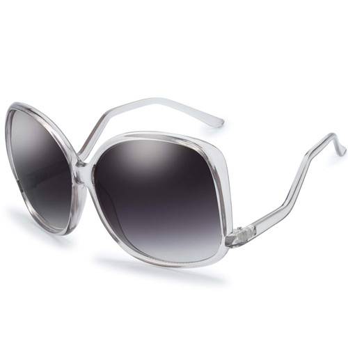 The Fresh Women's Oversized Square Jackie O Cat Eye Hybrid Butterfly Fashion Sunglasses - Exquisite Packaging (729904-Crystal Grey, Gradient Grey)