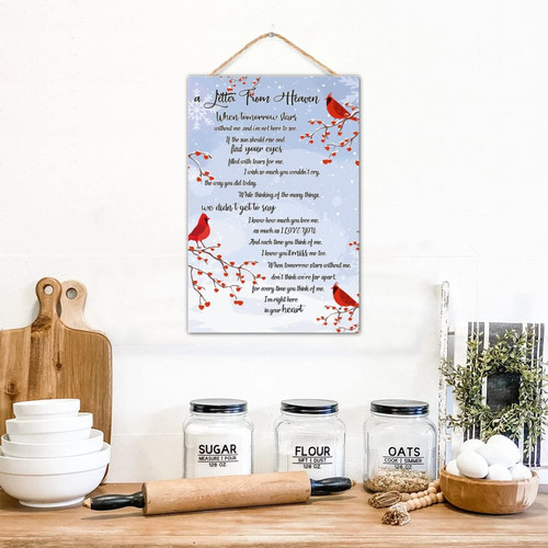 WSDESDEC Cardinal Bird Those We Love Don't Go Away They Walk Beside Us Everyday Solid Decorative Wood Plaque Sign Remembrance Memory Sign for Bathroom Kitchen Nursery Decor Board Hanging with Ropes