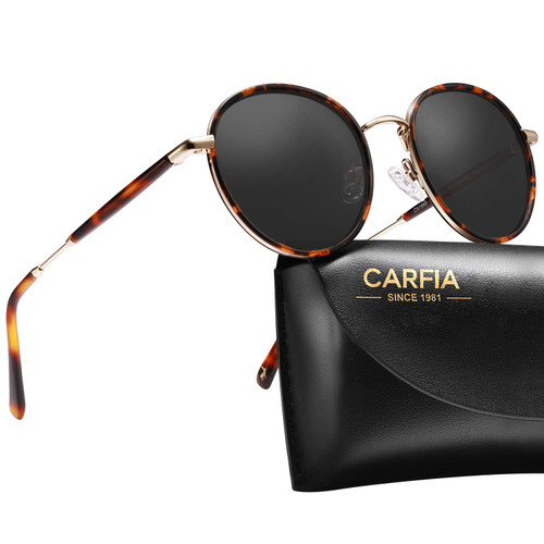 CARFIA Designer Retro Round Sunglasses for Women Polarized UV400 Protection Vintage Glasses