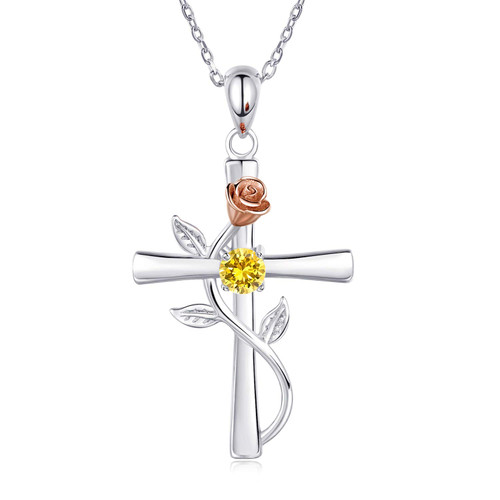 BlingGem Cross Necklaces for Women 925 Sterling Silver November Birthstone Cross Pendant Necklaces for Women 5A Citrine-Yellow Cubic Zirconia Religious Jewelry Birthday Gift for Women Mom Wife Girlfriend BlingGem Cross Necklaces for Women 925 Sterling Silver November Birthstone Cross Pendant Necklaces for Women 5A Citrine-Yellow Cubic Zirconia Religious Jewelry Birthday Gift for Women Mom Wife Girlfriend